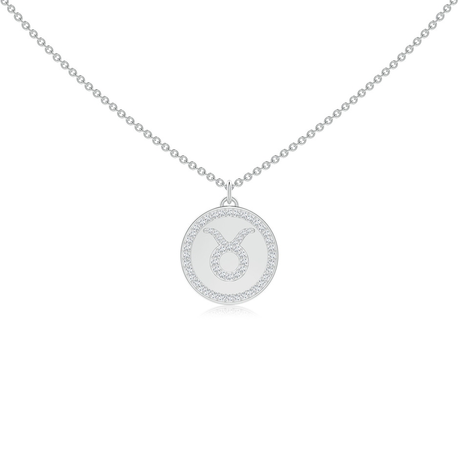 1mm GVS2 Diamond Taurus Zodiac Sign Reversible Medallion Pendant in White Gold 