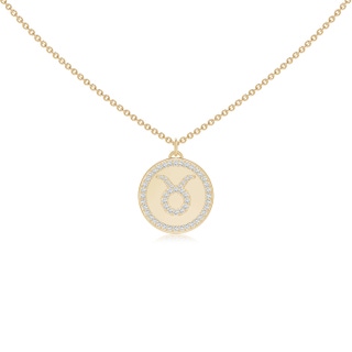 1mm GVS2 Diamond Taurus Zodiac Sign Reversible Medallion Pendant in Yellow Gold