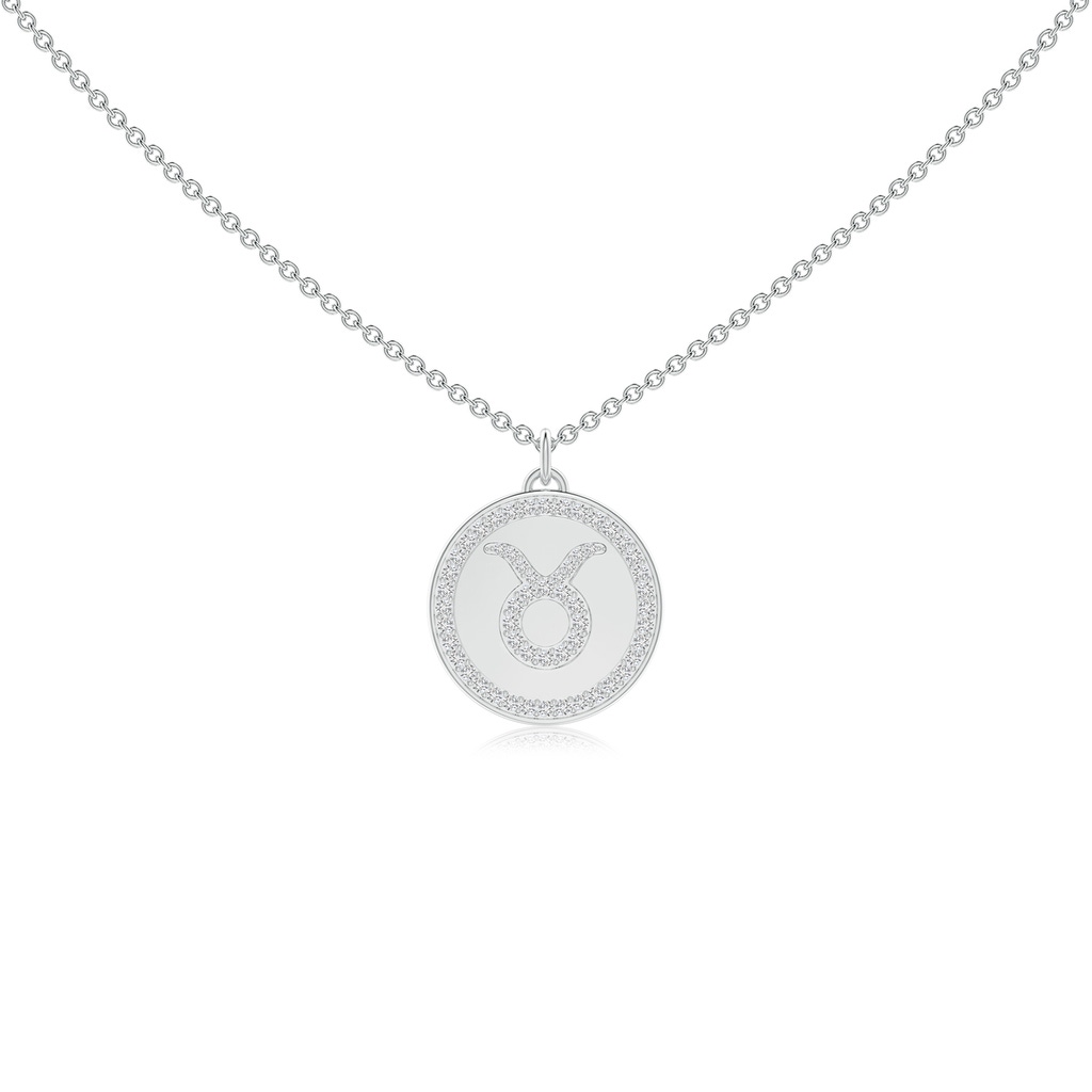 1mm HSI2 Diamond Taurus Zodiac Sign Reversible Medallion Pendant in White Gold