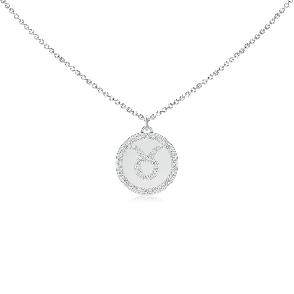 1mm HSI2 Diamond Taurus Zodiac Sign Reversible Medallion Pendant in White Gold 