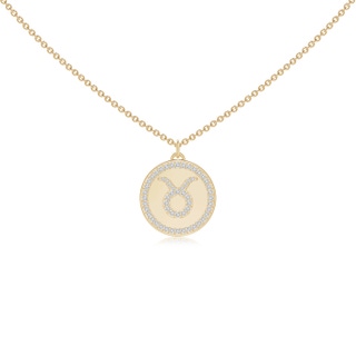 1mm HSI2 Diamond Taurus Zodiac Sign Reversible Medallion Pendant in Yellow Gold