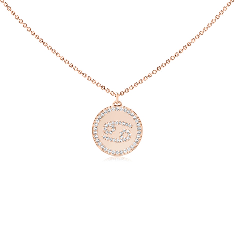 1.1mm GVS2 Diamond Cancer Zodiac Sign Reversible Medallion Pendant in Rose Gold 
