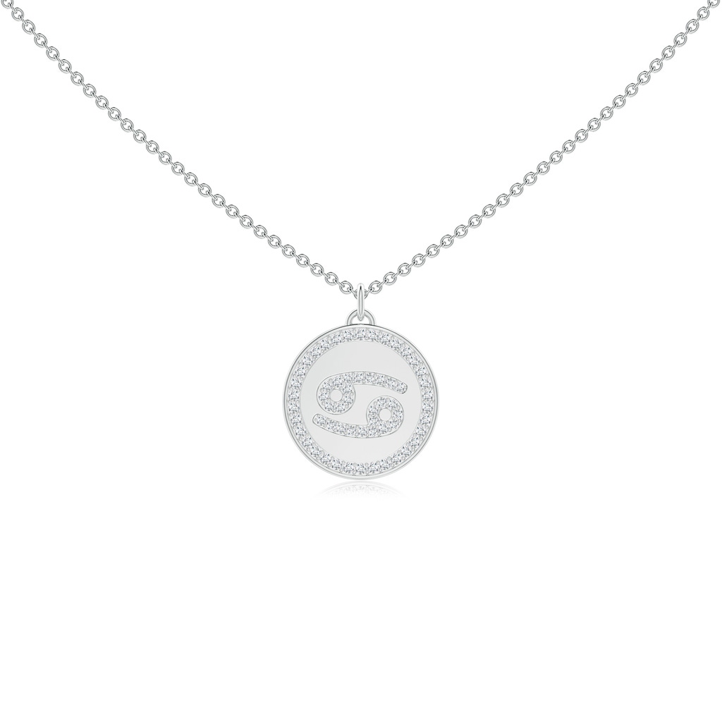 1.1mm GVS2 Diamond Cancer Zodiac Sign Reversible Medallion Pendant in White Gold