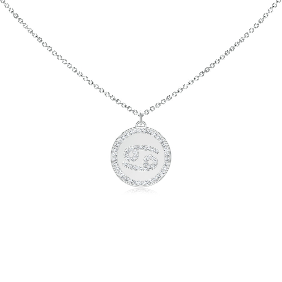 1.1mm GVS2 Diamond Cancer Zodiac Sign Reversible Medallion Pendant in White Gold 