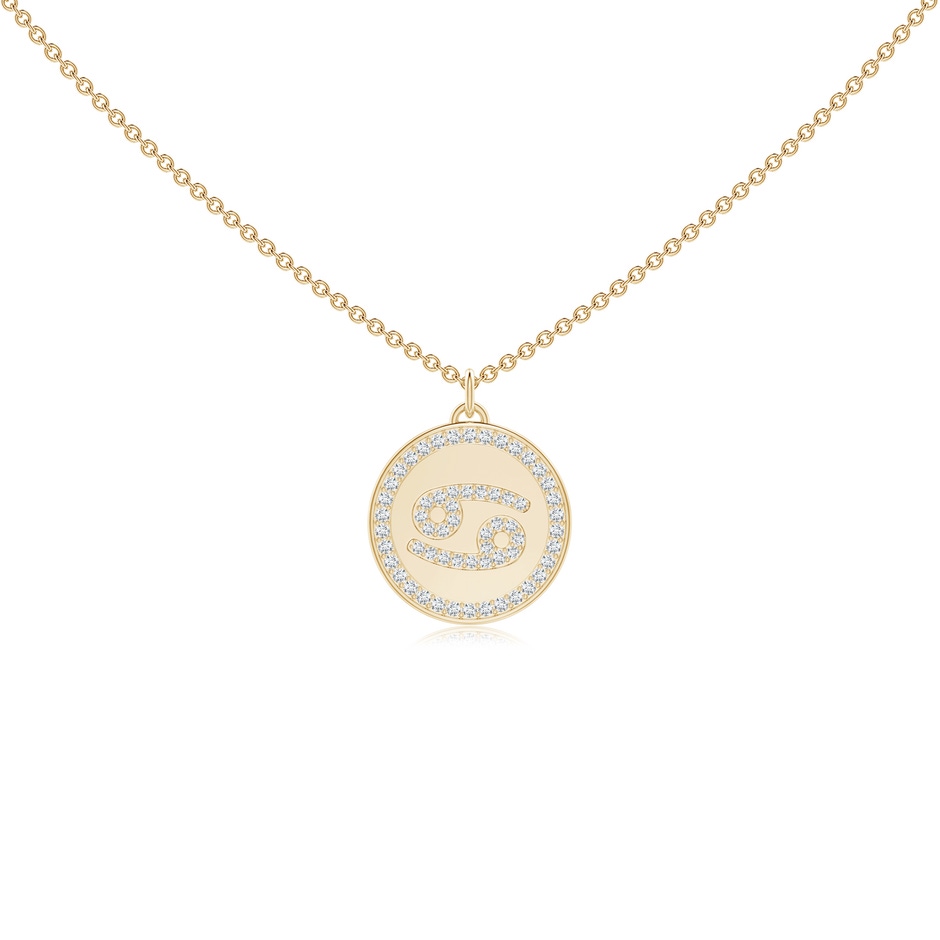 1.1mm GVS2 Diamond Cancer Zodiac Sign Reversible Medallion Pendant in Yellow Gold 