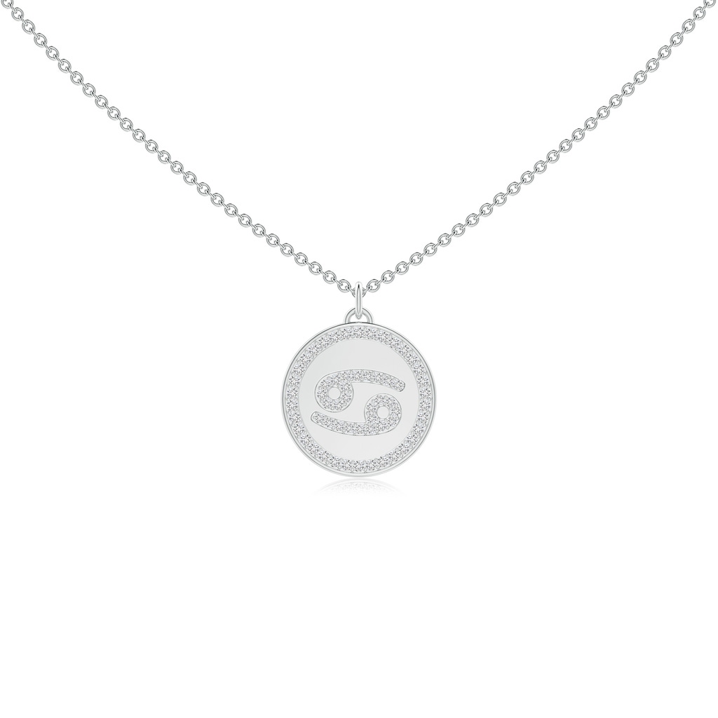 1.1mm HSI2 Diamond Cancer Zodiac Sign Reversible Medallion Pendant in White Gold