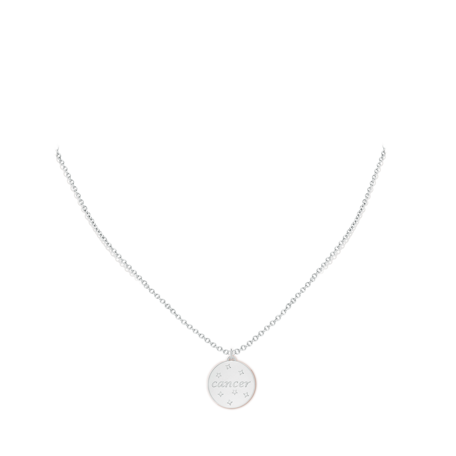 1.1mm HSI2 Diamond Cancer Zodiac Sign Reversible Medallion Pendant in White Gold body-neck