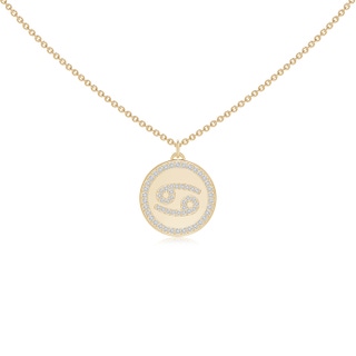 1.1mm HSI2 Diamond Cancer Zodiac Sign Reversible Medallion Pendant in Yellow Gold