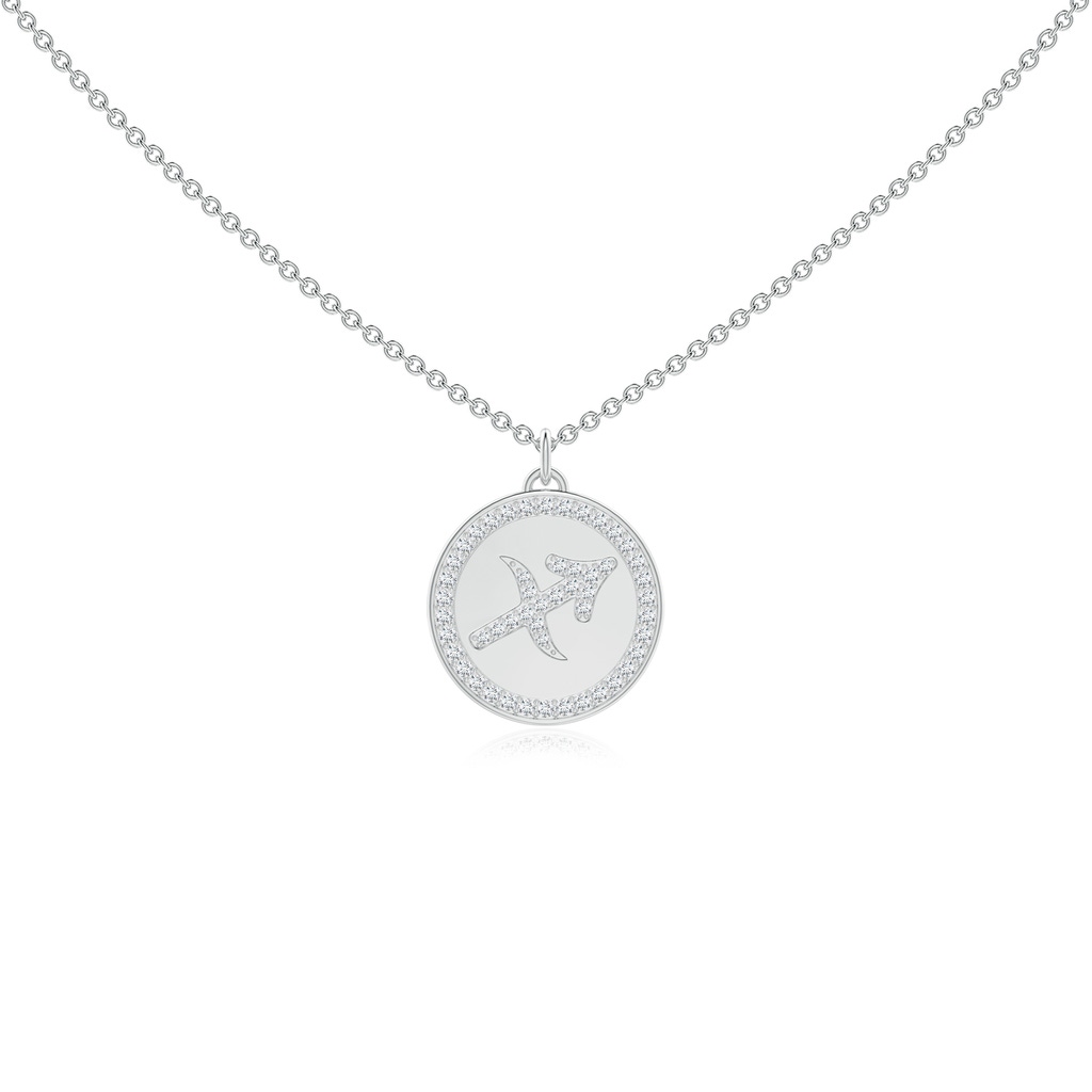 1.05mm GVS2 Diamond Sagittarius Zodiac Sign Reversible Medallion Pendant in White Gold