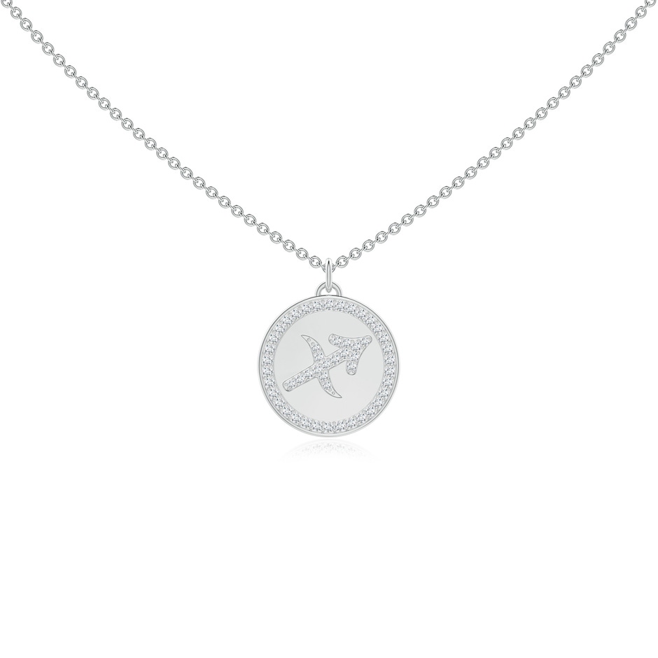 1.05mm GVS2 Diamond Sagittarius Zodiac Sign Reversible Medallion Pendant in White Gold 