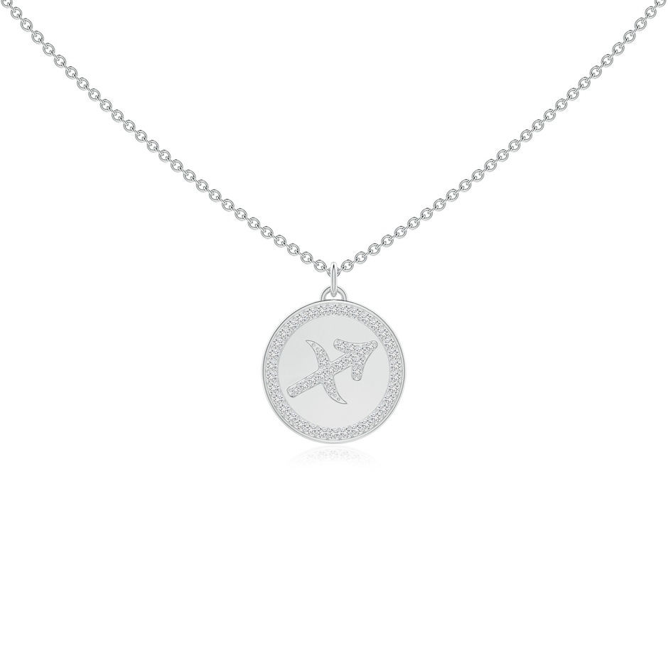 1.05mm HSI2 Diamond Sagittarius Zodiac Sign Reversible Medallion Pendant in White Gold 