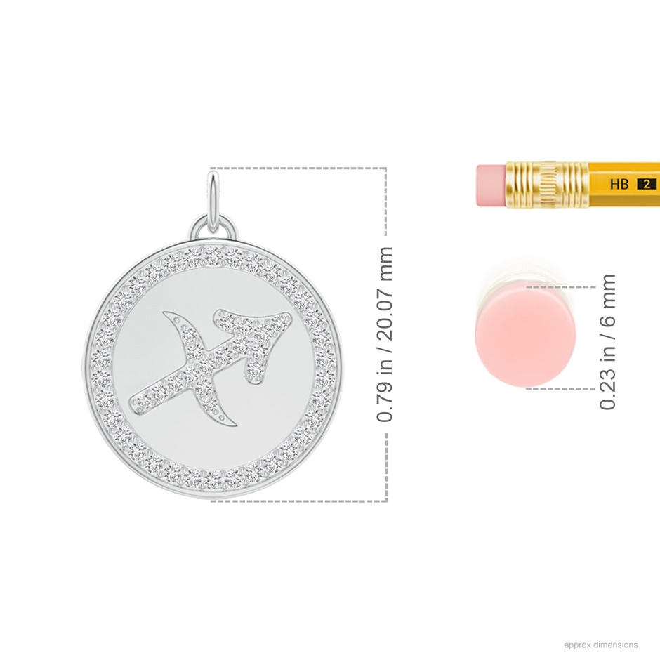 1.05mm HSI2 Diamond Sagittarius Zodiac Sign Reversible Medallion Pendant in White Gold ruler