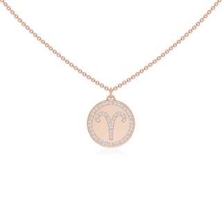1.1mm GVS2 Diamond Aries Zodiac Sign Reversible Medallion Pendant in Rose Gold