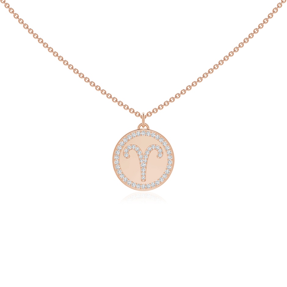 1.1mm GVS2 Diamond Aries Zodiac Sign Reversible Medallion Pendant in Rose Gold 