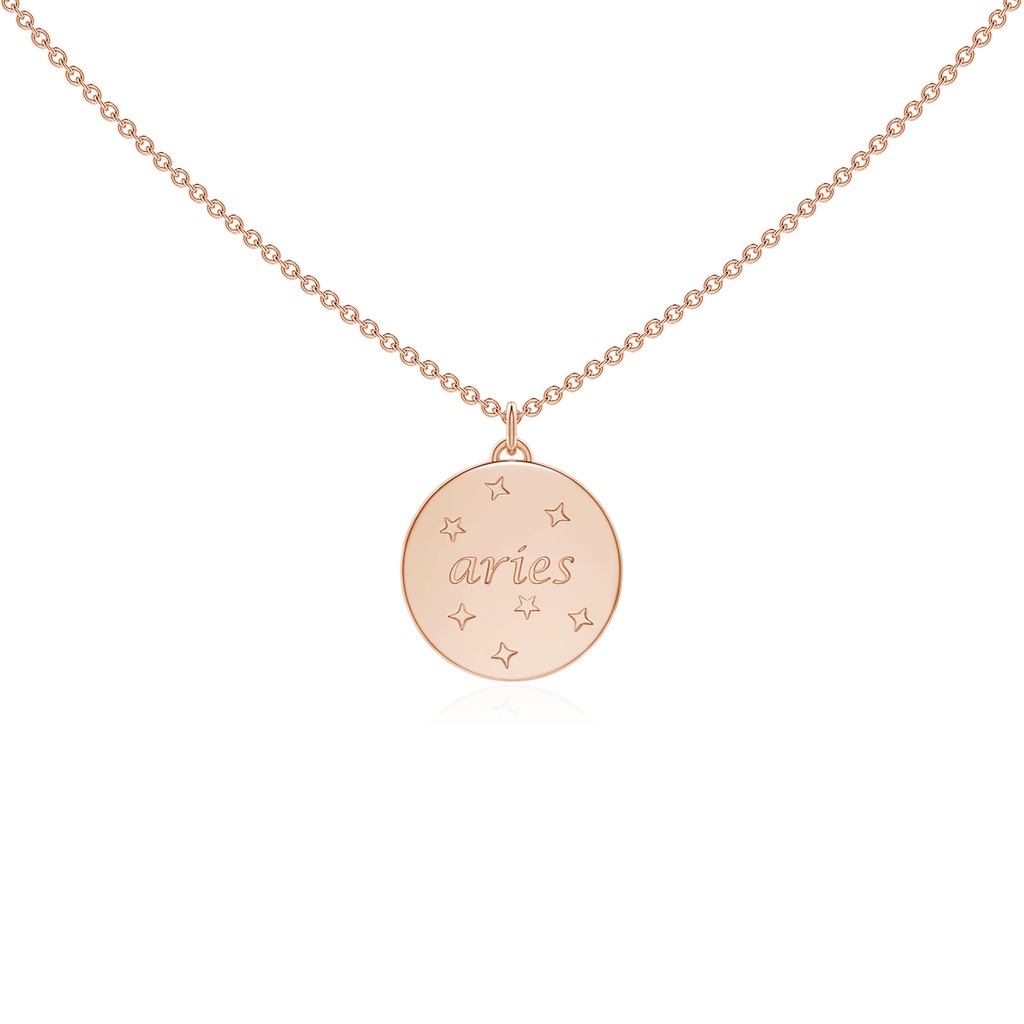 1.1mm GVS2 Diamond Aries Zodiac Sign Reversible Medallion Pendant in Rose Gold Side-1