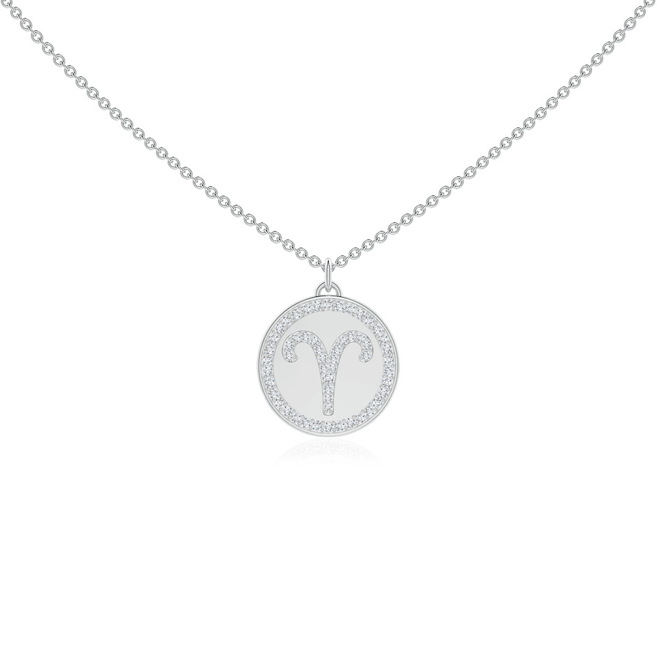 1.1mm GVS2 Diamond Aries Zodiac Sign Reversible Medallion Pendant in White Gold 