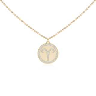 1.1mm GVS2 Diamond Aries Zodiac Sign Reversible Medallion Pendant in Yellow Gold