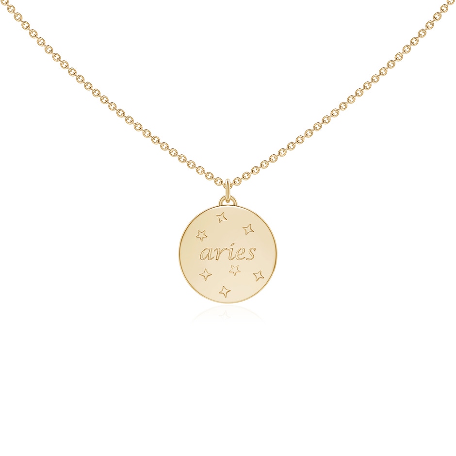 1.1mm GVS2 Diamond Aries Zodiac Sign Reversible Medallion Pendant in Yellow Gold side-1