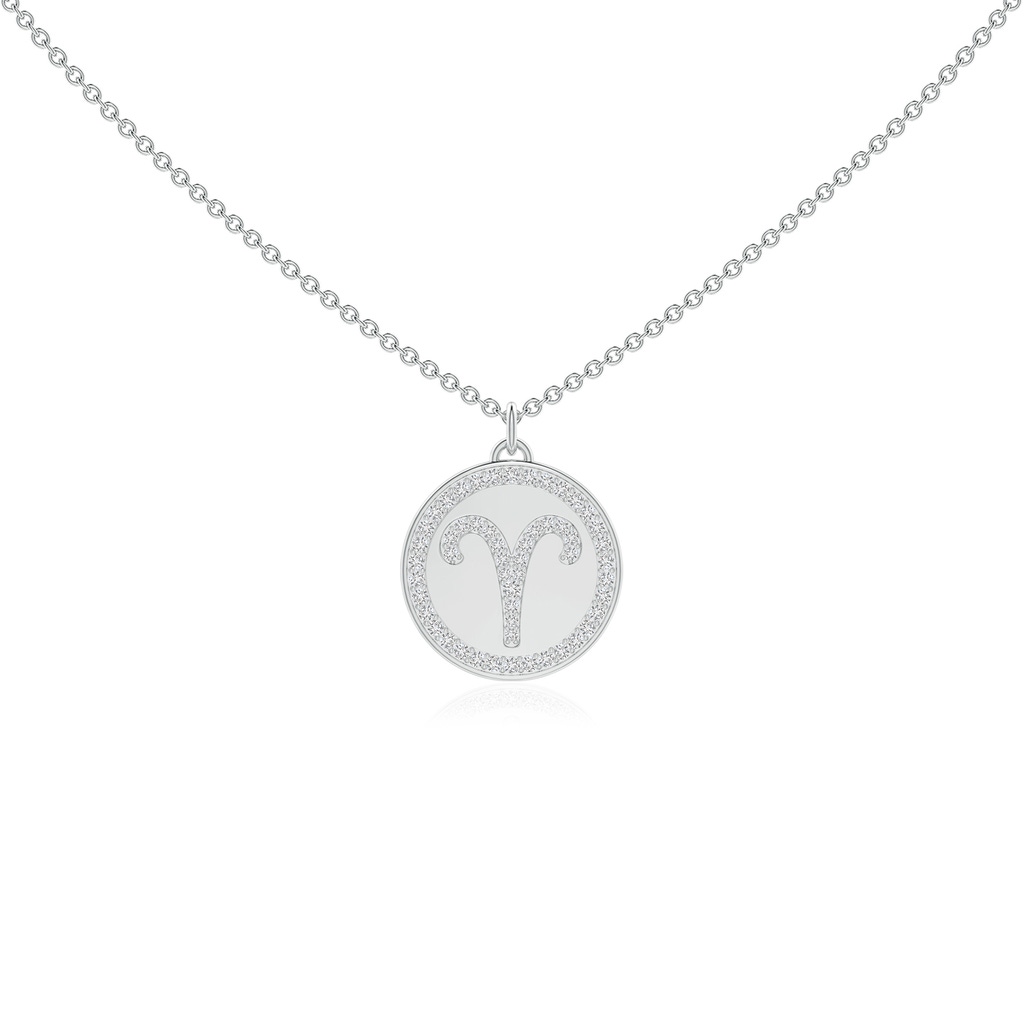 1.1mm HSI2 Diamond Aries Zodiac Sign Reversible Medallion Pendant in White Gold