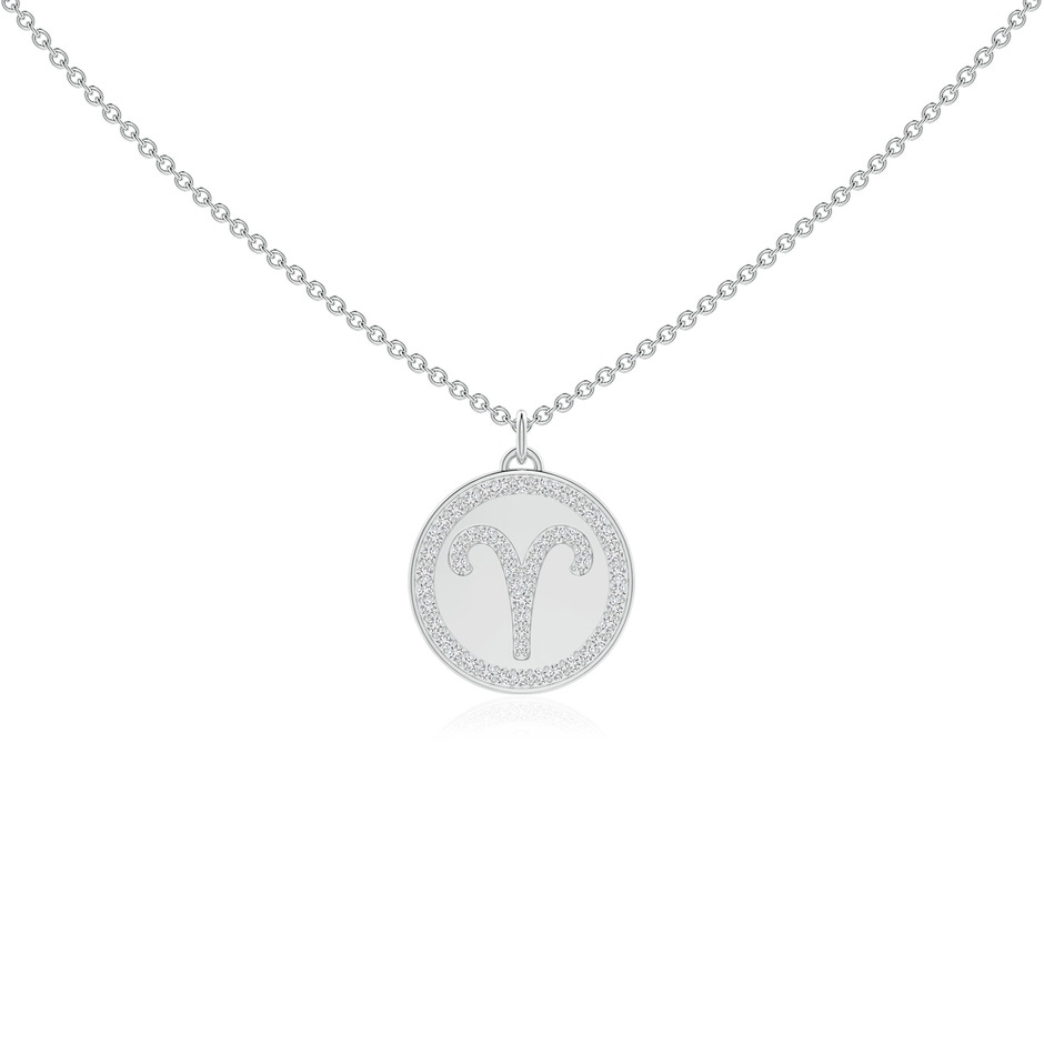 1.1mm HSI2 Diamond Aries Zodiac Sign Reversible Medallion Pendant in White Gold 