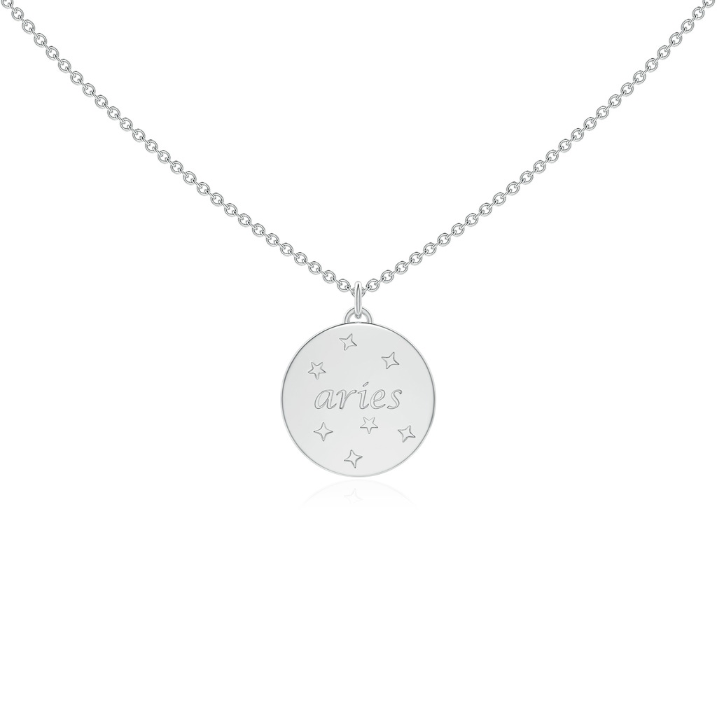 1.1mm HSI2 Diamond Aries Zodiac Sign Reversible Medallion Pendant in White Gold - side_1