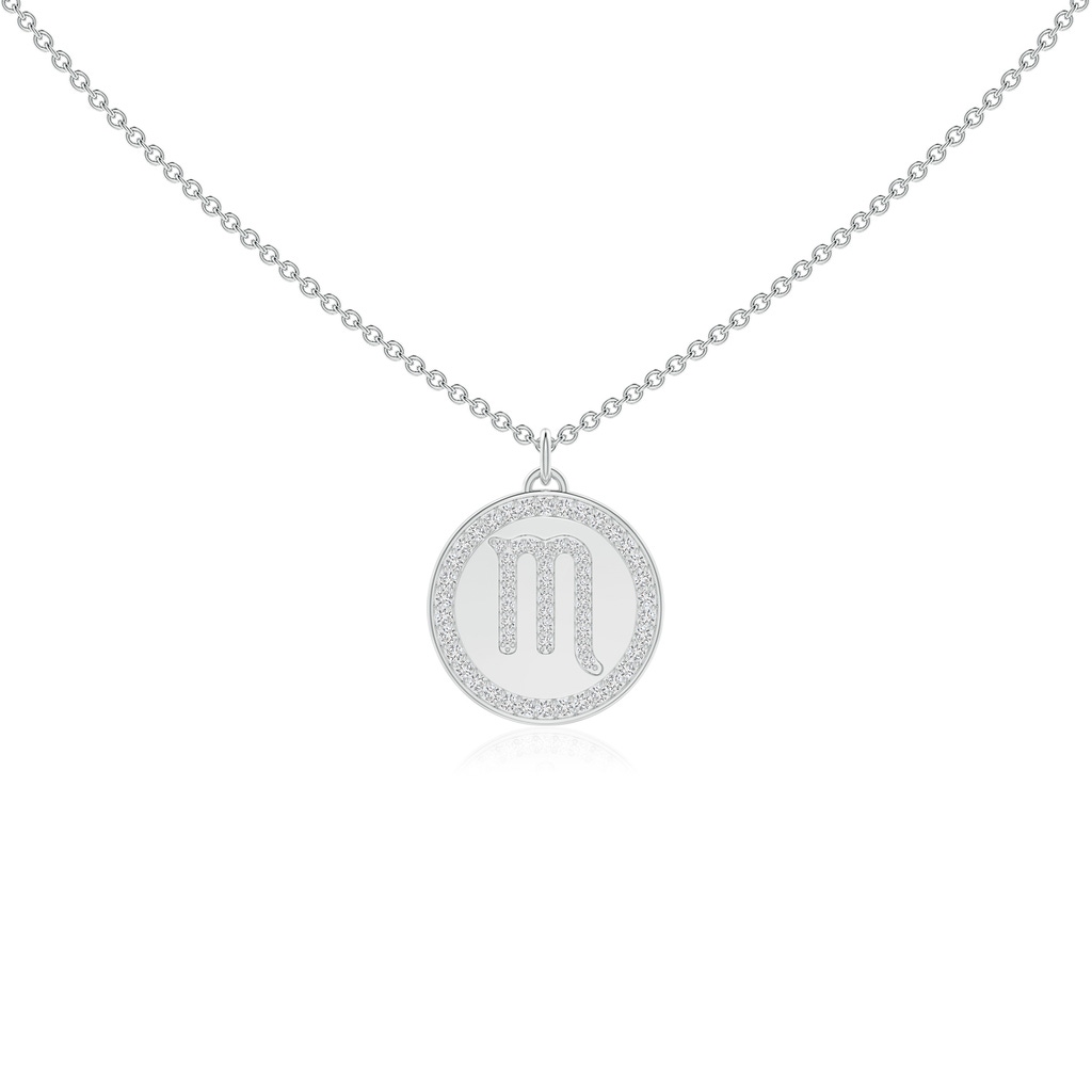 1.05mm HSI2 Diamond Scorpio Zodiac Sign Reversible Medallion Pendant in White Gold