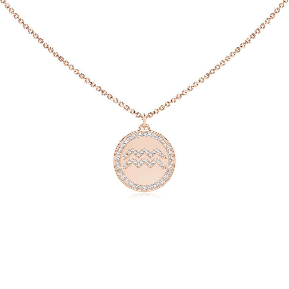 1.05mm GVS2 Diamond Aquarius Zodiac Sign Reversible Medallion Pendant in Rose Gold 