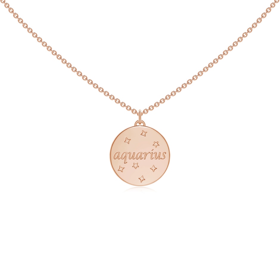 1.05mm GVS2 Diamond Aquarius Zodiac Sign Reversible Medallion Pendant in Rose Gold side-1