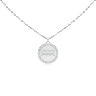 1.05mm GVS2 Diamond Aquarius Zodiac Sign Reversible Medallion Pendant in White Gold