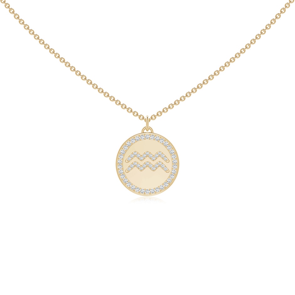 1.05mm GVS2 Diamond Aquarius Zodiac Sign Reversible Medallion Pendant in Yellow Gold 