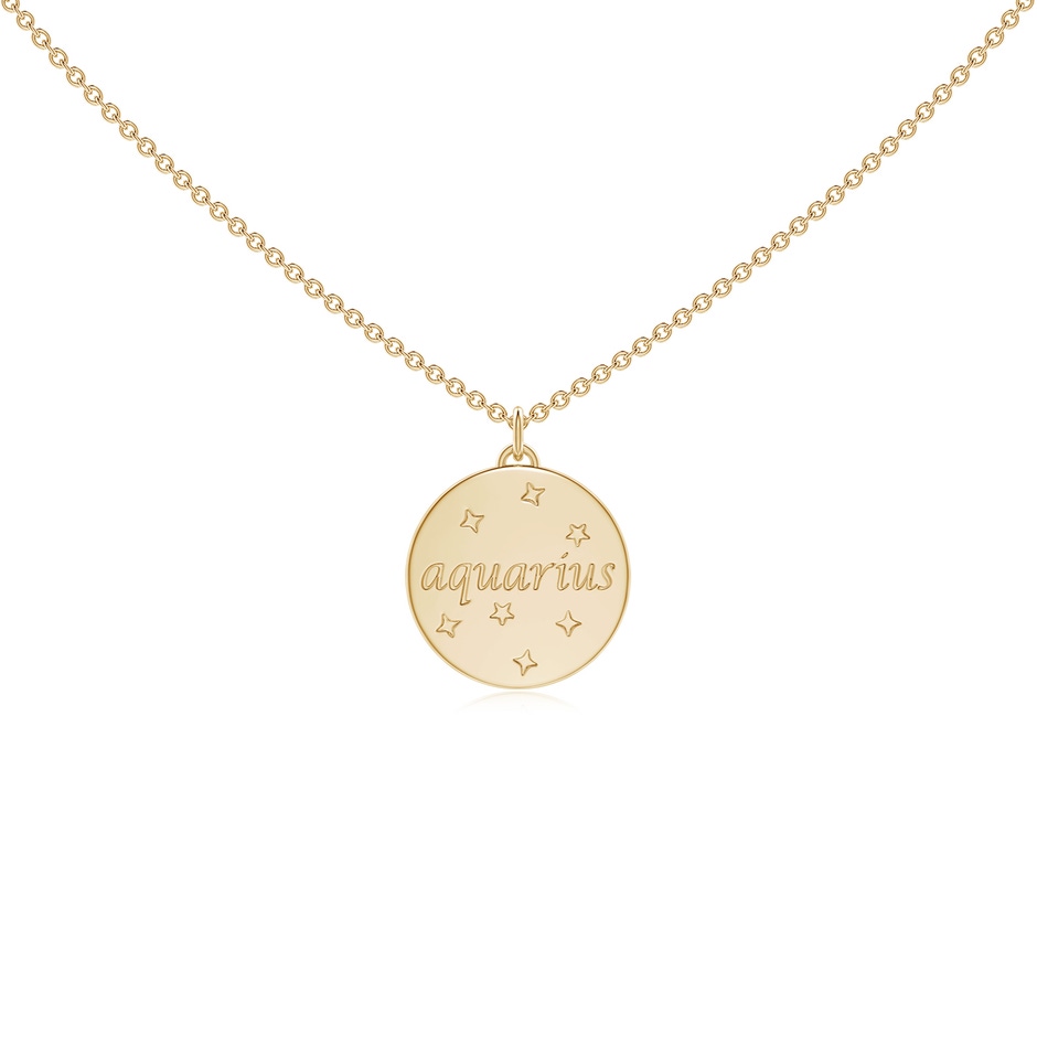 1.05mm GVS2 Diamond Aquarius Zodiac Sign Reversible Medallion Pendant in Yellow Gold side-1