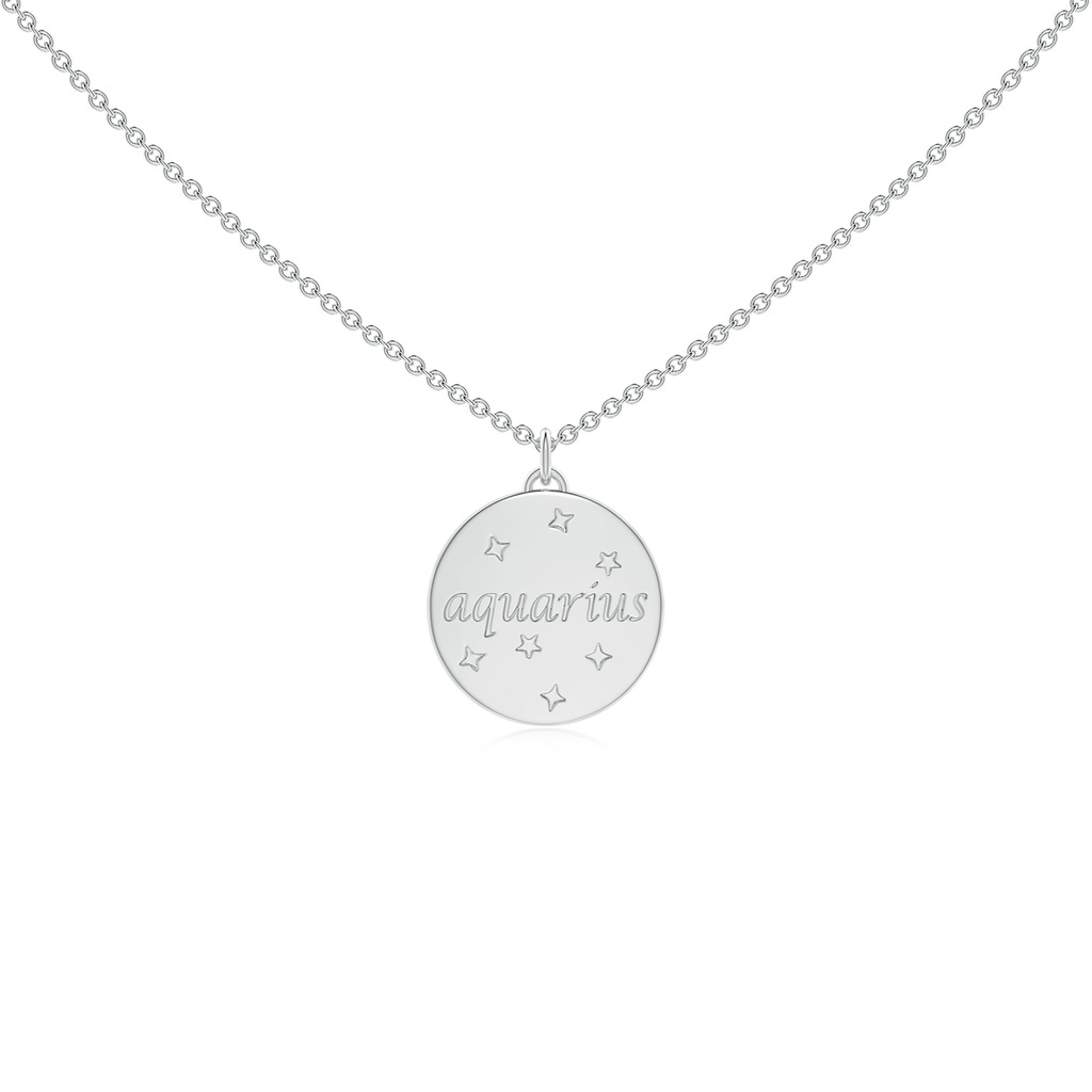 1.05mm HSI2 Diamond Aquarius Zodiac Sign Reversible Medallion Pendant in White Gold - side_1