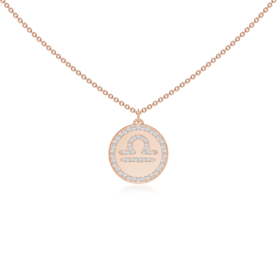 1mm GVS2 Diamond Libra Zodiac Sign Reversible Medallion Pendant in Rose Gold 