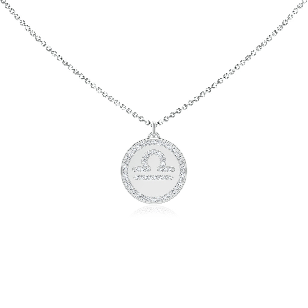 1mm GVS2 Diamond Libra Zodiac Sign Reversible Medallion Pendant in White Gold