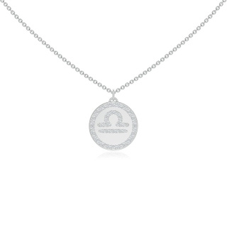 1mm GVS2 Diamond Libra Zodiac Sign Reversible Medallion Pendant in White Gold