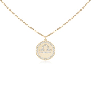 1mm GVS2 Diamond Libra Zodiac Sign Reversible Medallion Pendant in Yellow Gold