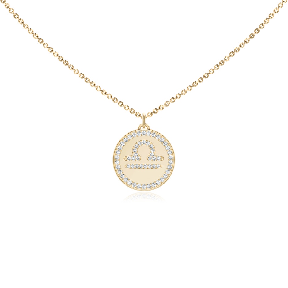 1mm GVS2 Diamond Libra Zodiac Sign Reversible Medallion Pendant in Yellow Gold 