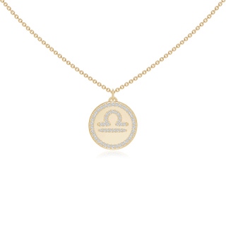 1mm HSI2 Diamond Libra Zodiac Sign Reversible Medallion Pendant in Yellow Gold