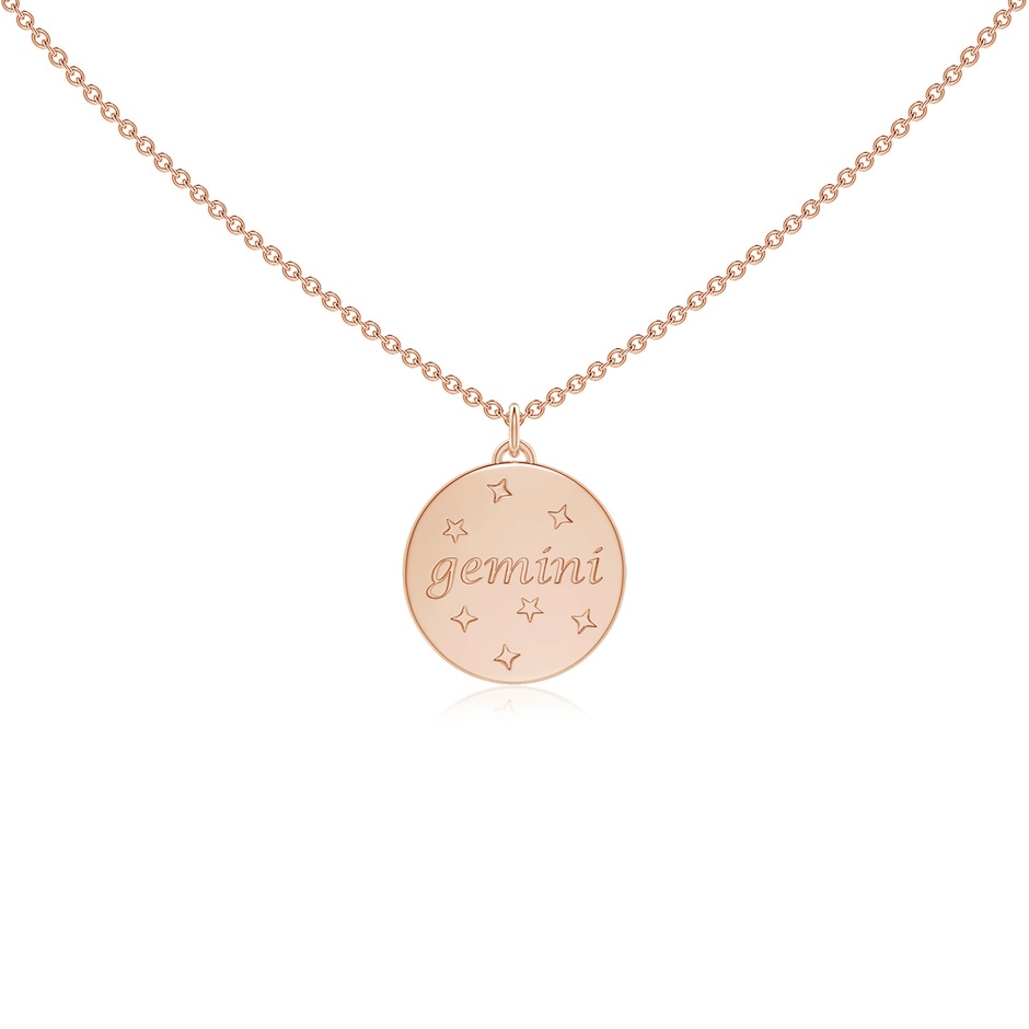 1mm GVS2 Diamond Gemini Zodiac Sign Reversible Medallion Pendant in Rose Gold side-1