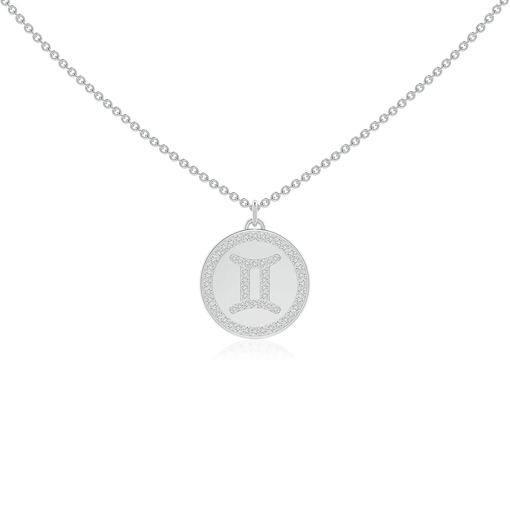 1mm HSI2 Diamond Gemini Zodiac Sign Reversible Medallion Pendant in White Gold