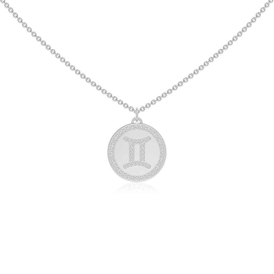 1mm HSI2 Diamond Gemini Zodiac Sign Reversible Medallion Pendant in White Gold 