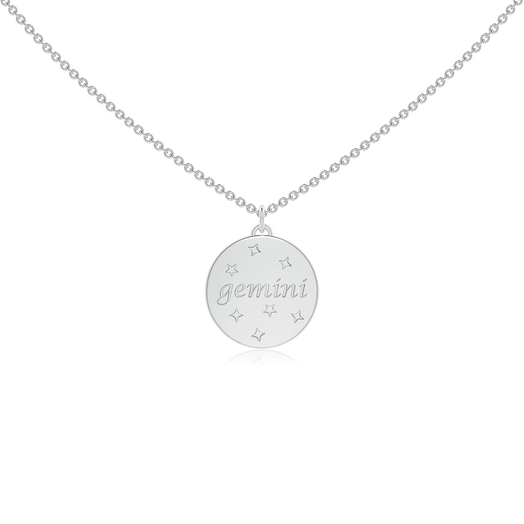 1mm HSI2 Diamond Gemini Zodiac Sign Reversible Medallion Pendant in White Gold - side_1
