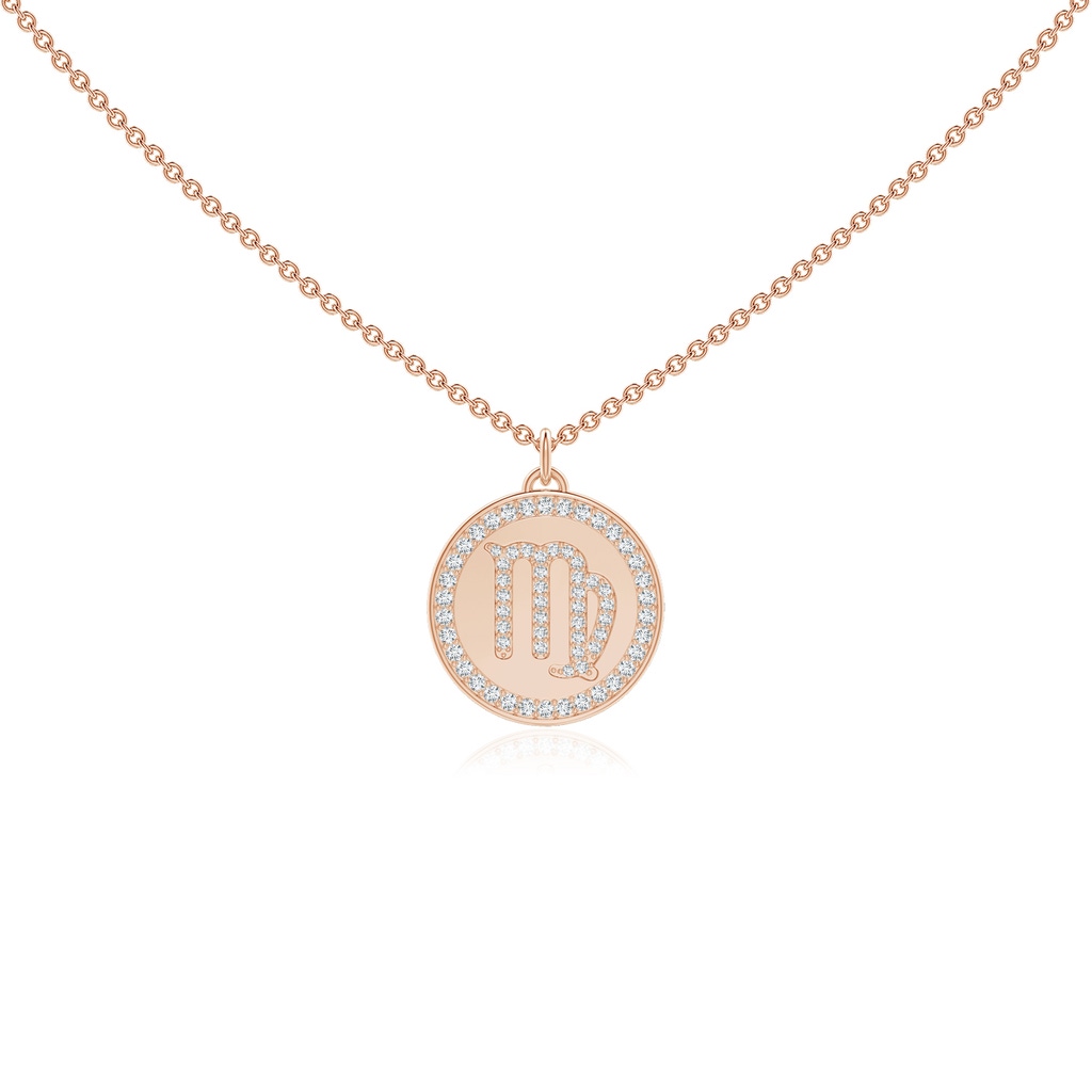 1mm GVS2 Diamond Virgo Zodiac Sign Reversible Medallion Pendant in Rose Gold 