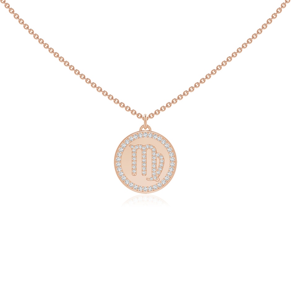 1mm GVS2 Diamond Virgo Zodiac Sign Reversible Medallion Pendant in Rose Gold 