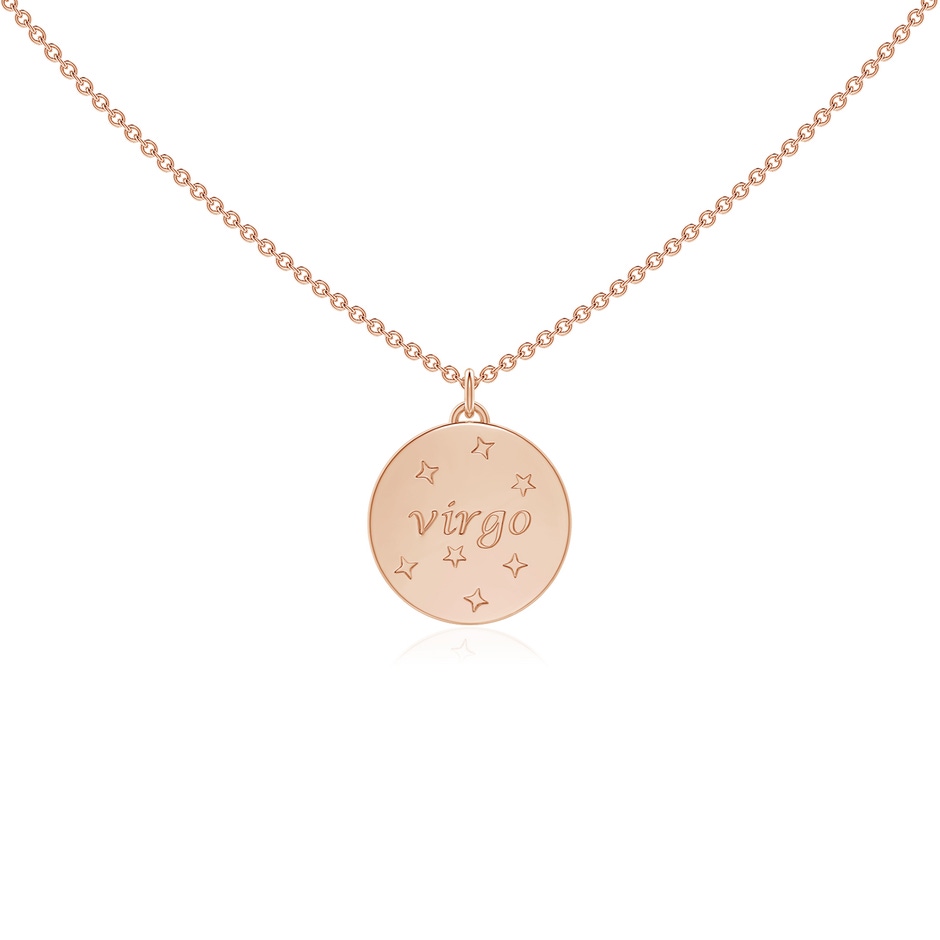 1mm GVS2 Diamond Virgo Zodiac Sign Reversible Medallion Pendant in Rose Gold side-1