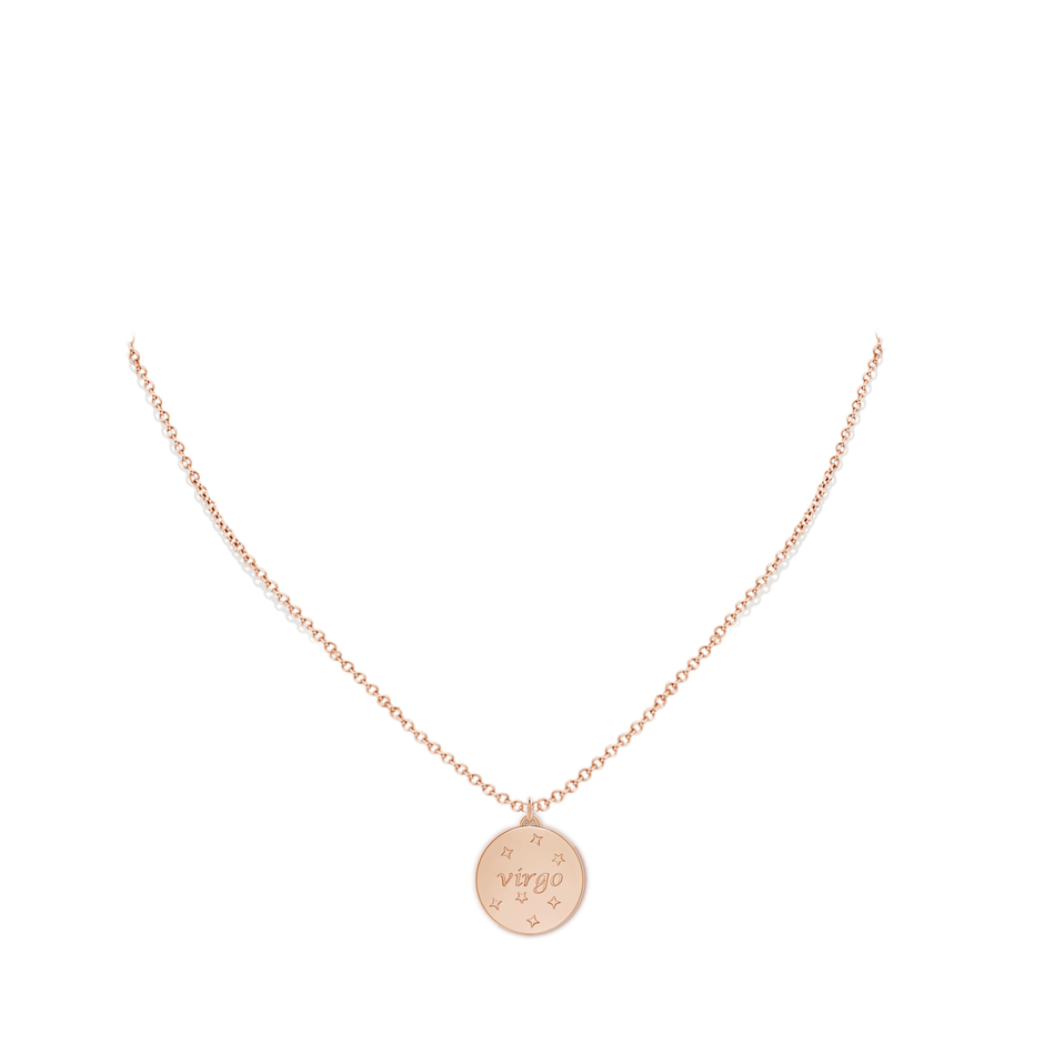 1mm GVS2 Diamond Virgo Zodiac Sign Reversible Medallion Pendant in Rose Gold body-neck