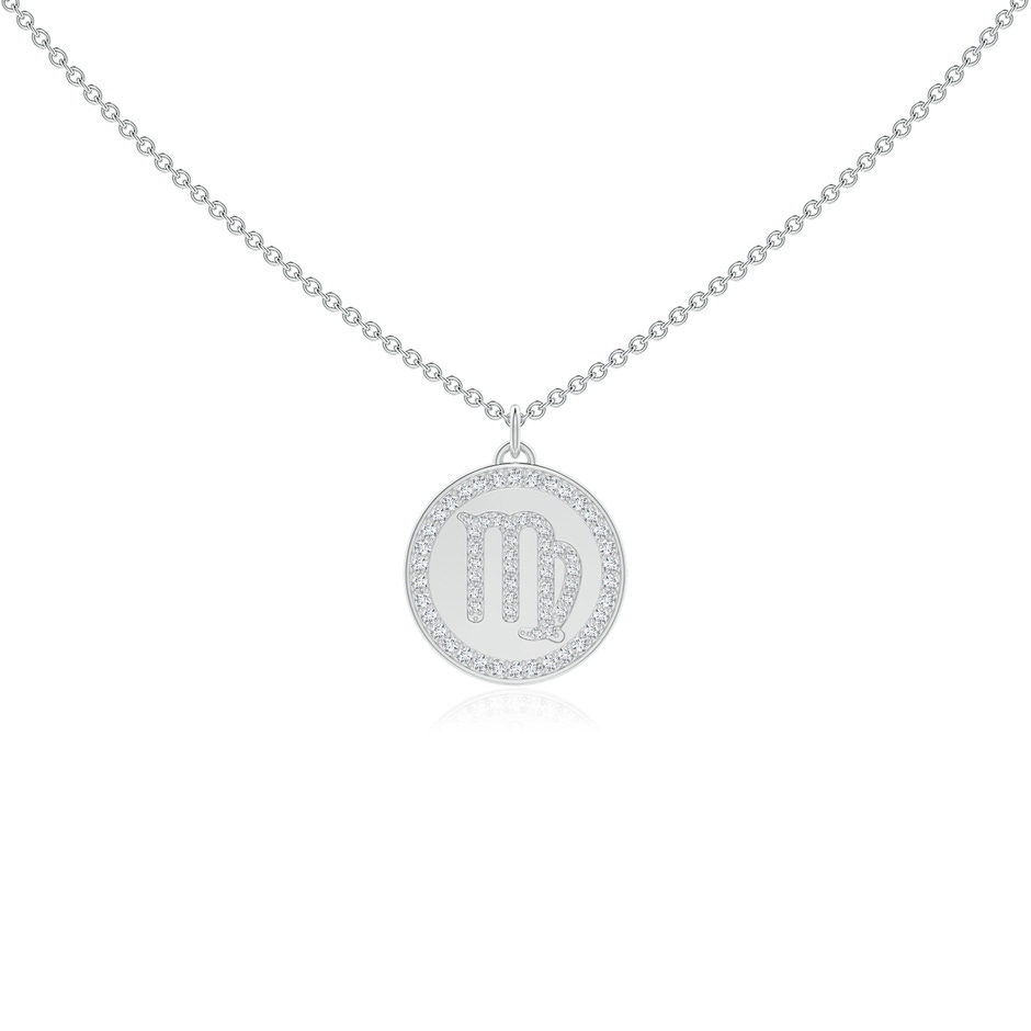 1mm GVS2 Diamond Virgo Zodiac Sign Reversible Medallion Pendant in White Gold 