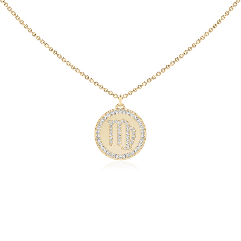 1mm GVS2 Diamond Virgo Zodiac Sign Reversible Medallion Pendant in Yellow Gold 