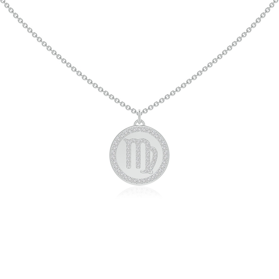 1mm HSI2 Diamond Virgo Zodiac Sign Reversible Medallion Pendant in White Gold 