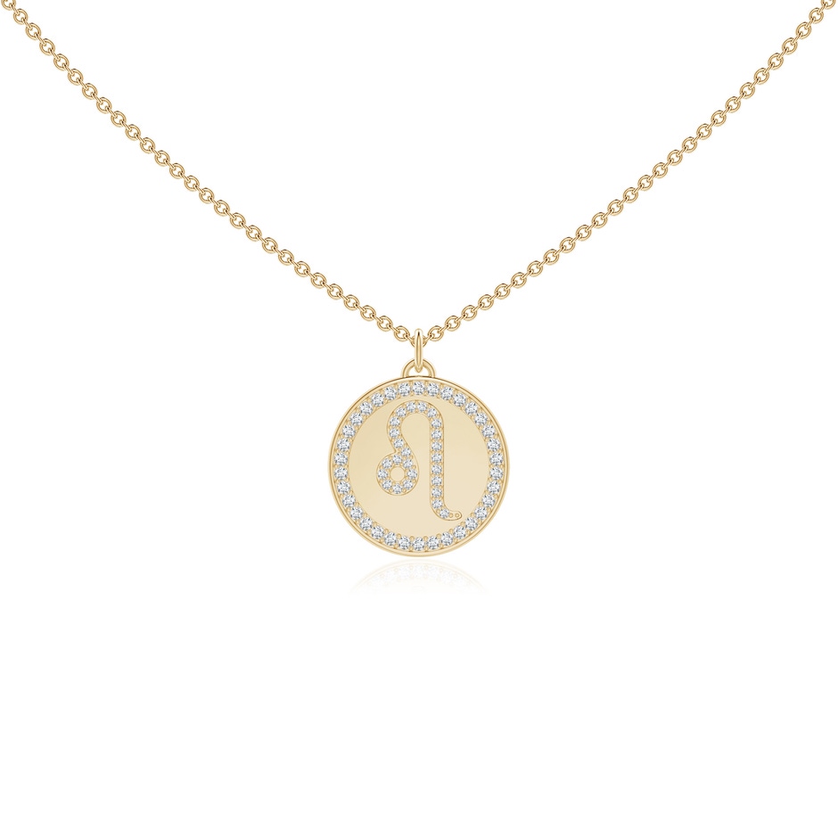 1.05mm GVS2 Diamond Leo Zodiac Sign Reversible Medallion Pendant in Yellow Gold 